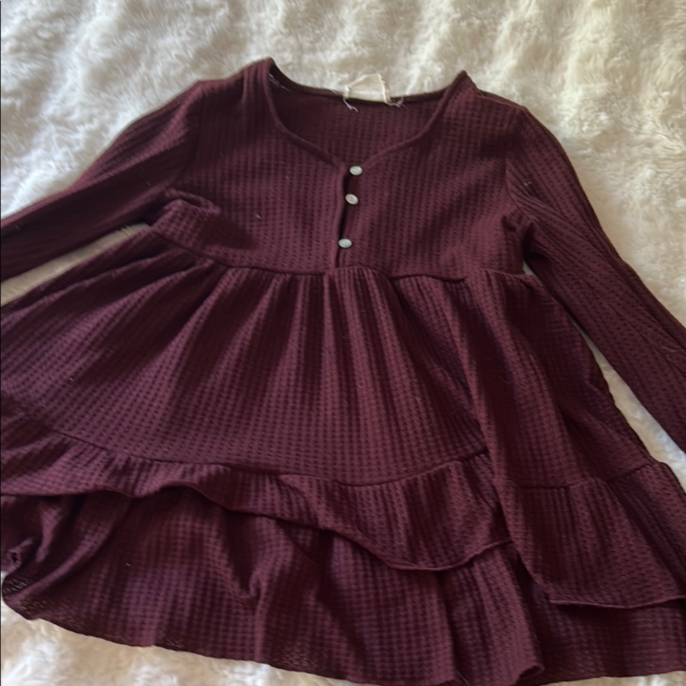 Joyfolie Burgundy Tiered Top
